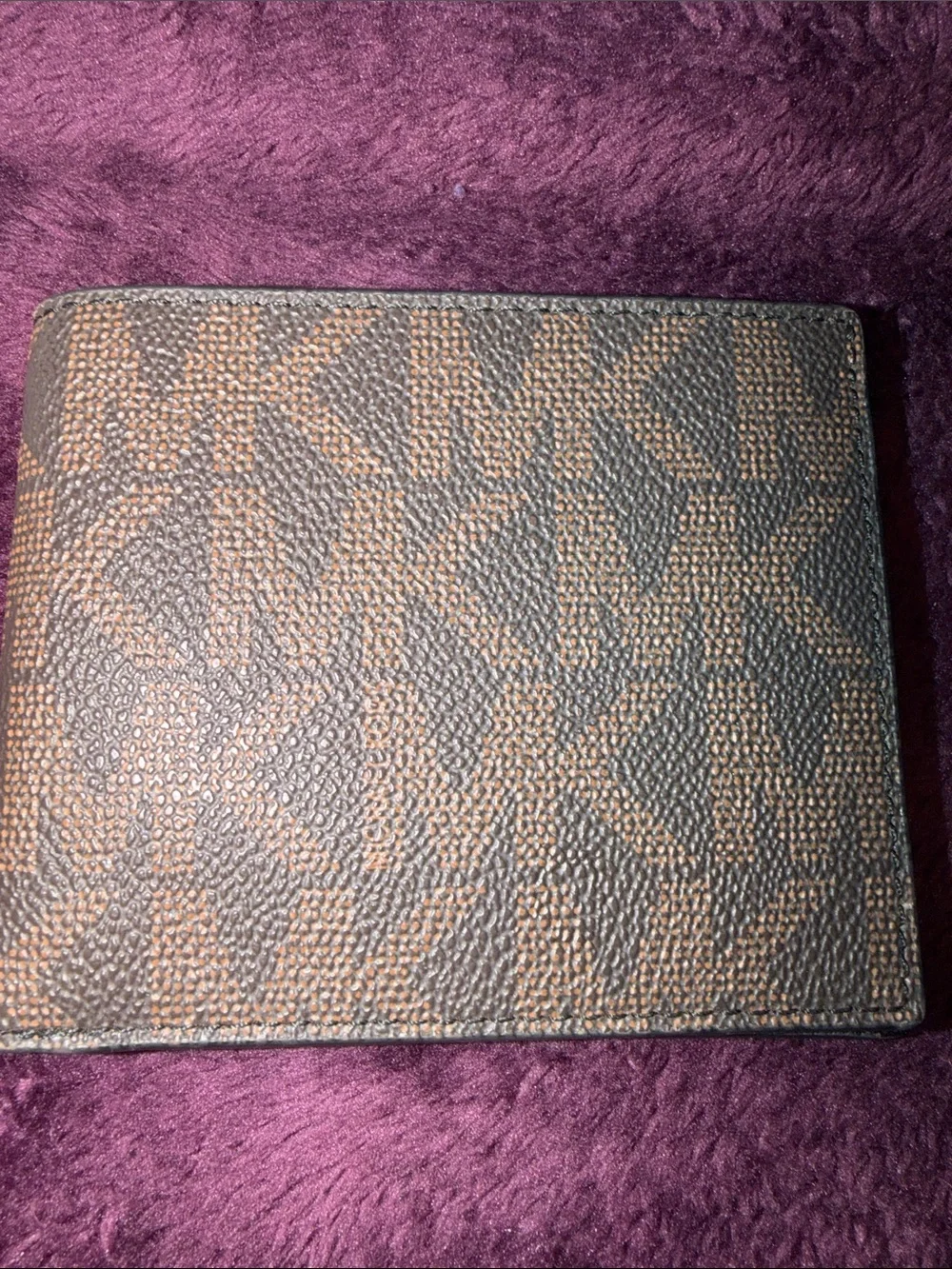 Michael Kors Brown and Tan MK Logo Mens Wallet